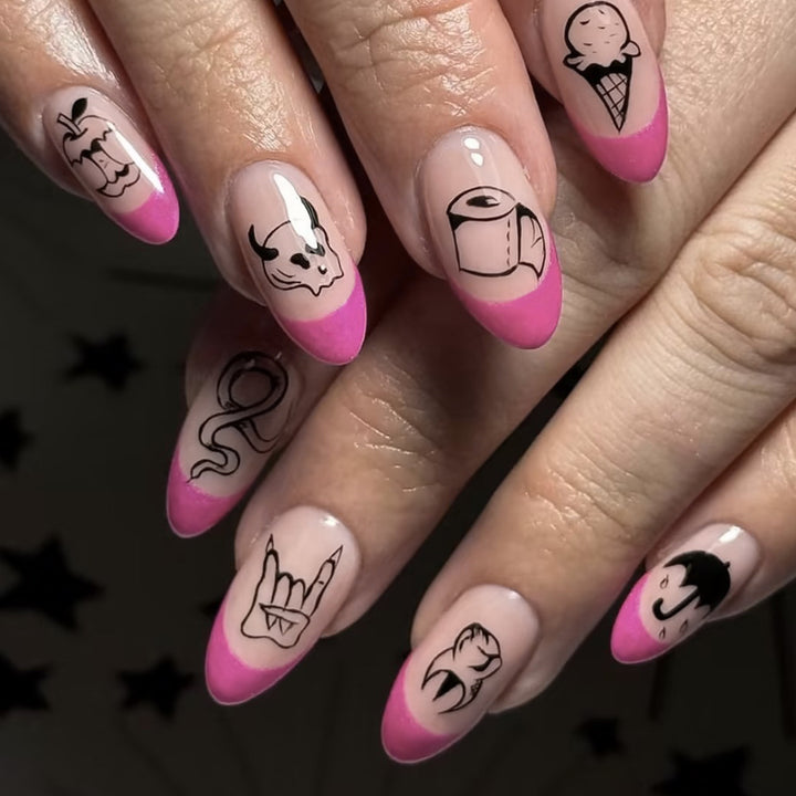 Artistic Press-On Nail Set with Funky Designs Stornfield