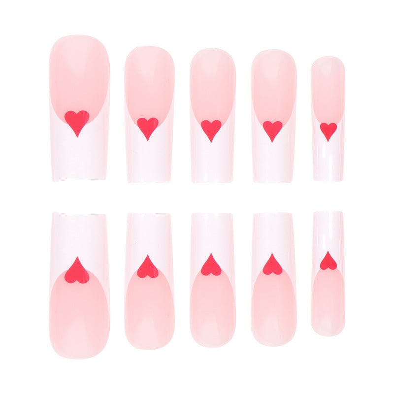 Romantic Heart-Design Acrylic Press-On Nails Stornfield