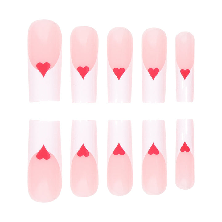 Romantic Heart-Design Acrylic Press-On Nails Stornfield