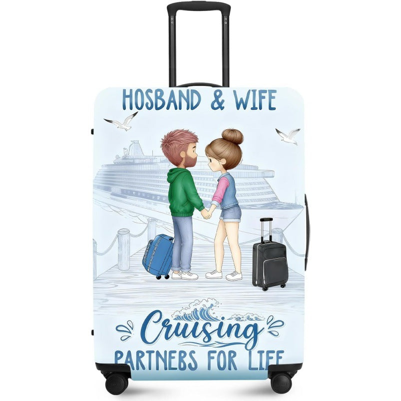 Unisex nan elastic suitcase cover with UV-resistant motif print and zip opening Stornfield