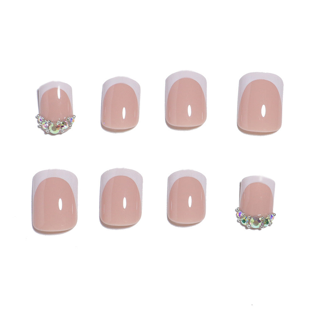 Elegant Press-On Nail Set with Rhinestone Accents Stornfield