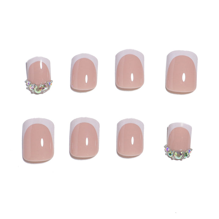Elegant Press-On Nail Set with Rhinestone Accents Stornfield