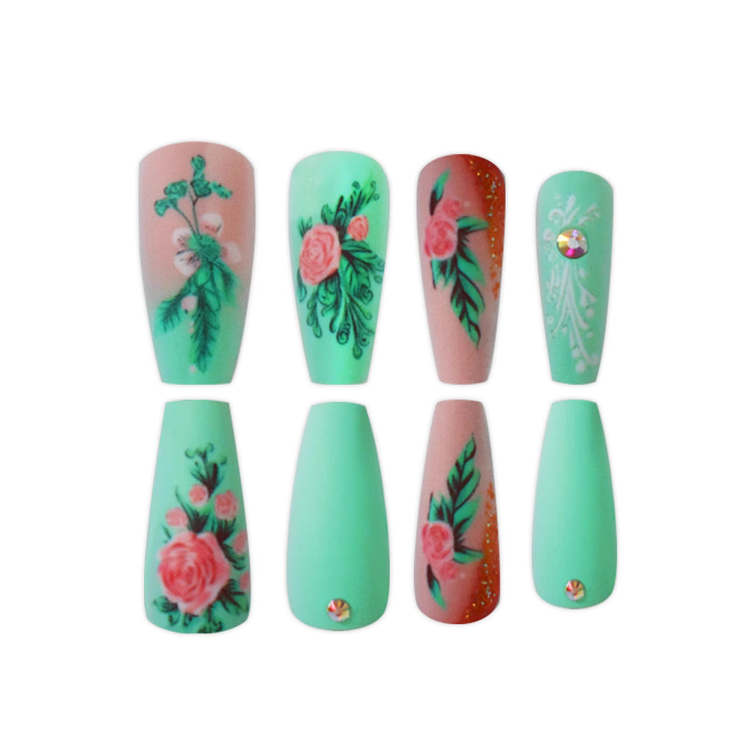 Floral Embellished Press-On Nail Set Stornfield