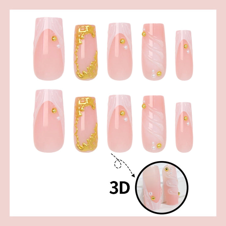 Artificial nail set with elegant gold accents Stornfield
