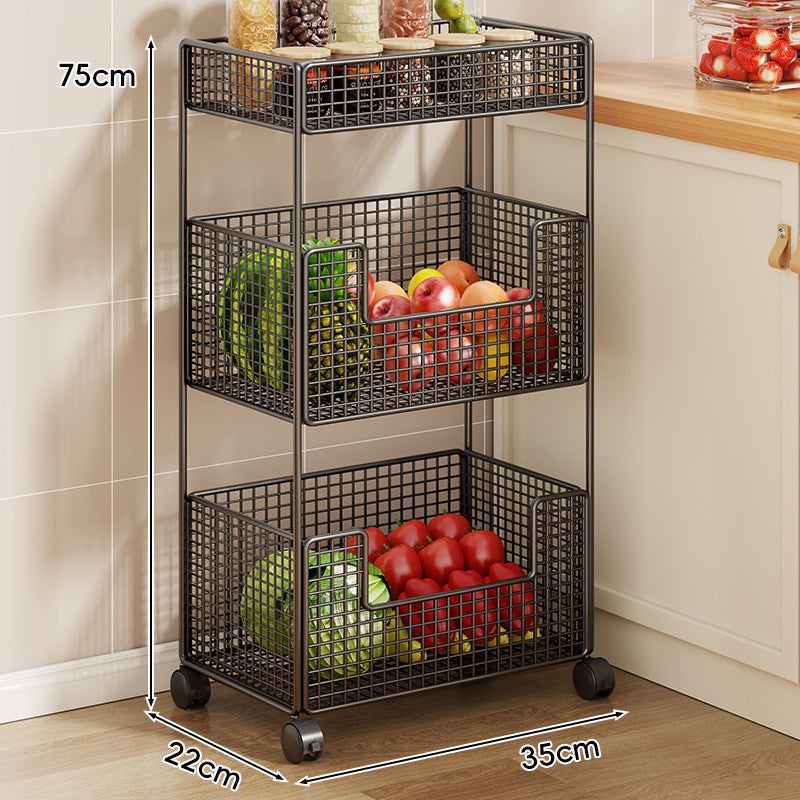 Three-Tier Slim Rolling Mesh Storage Cart