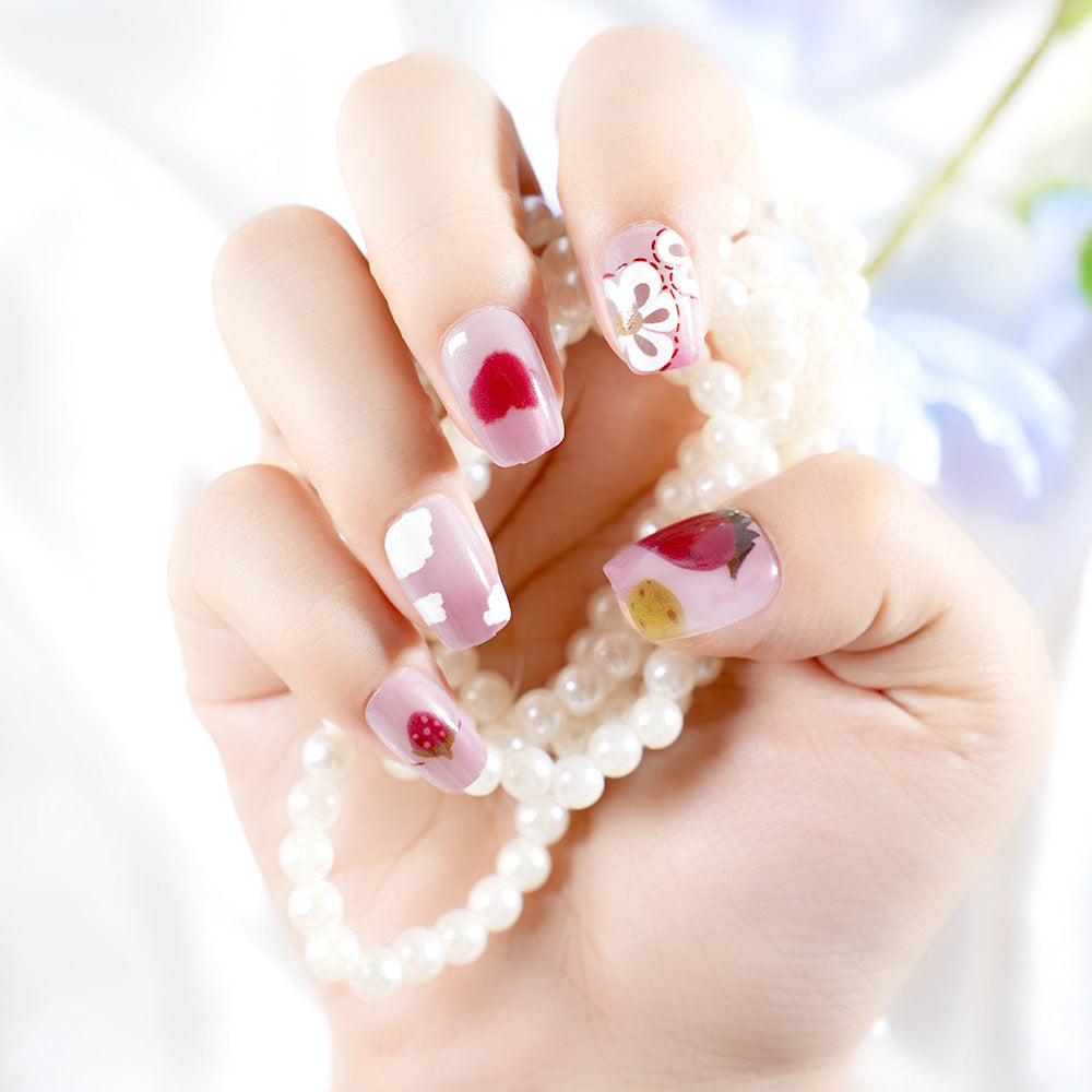 Artistic Floral-Patterned Press-On Nail Set Stornfield