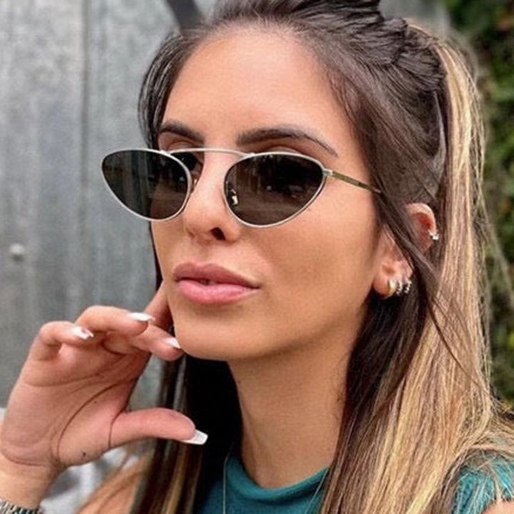 Women trendy Cat-Eye sunglasses with slim metal frame Stornfield