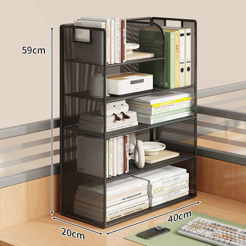 Mesh Desktop Open-Shelf Organizer with Integrated Handles and Dividers