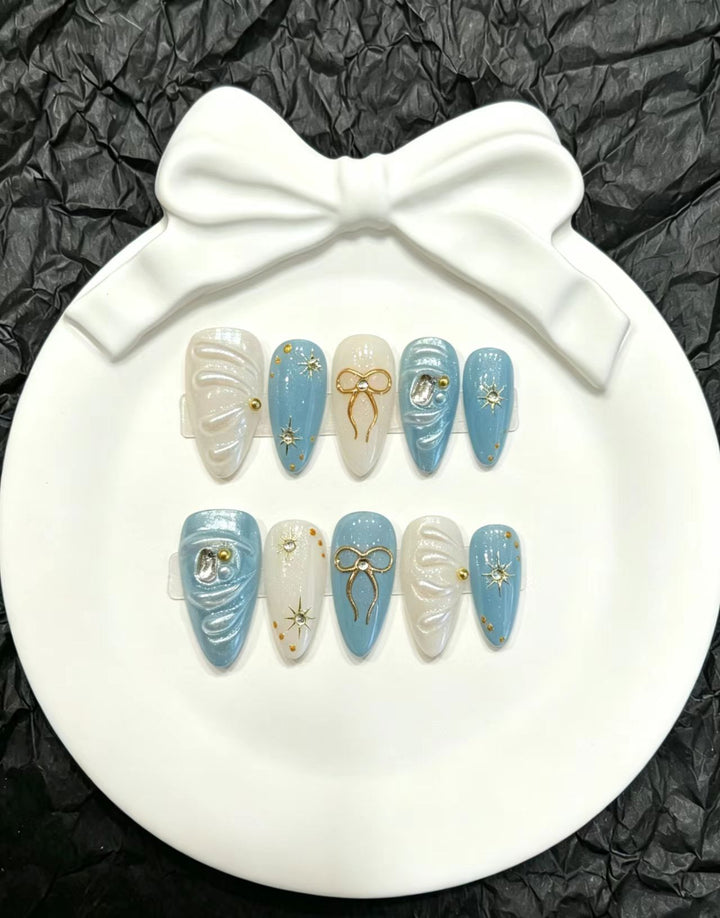 Decorative Press-On Nail Art Set with Floral and Whimsical Designs