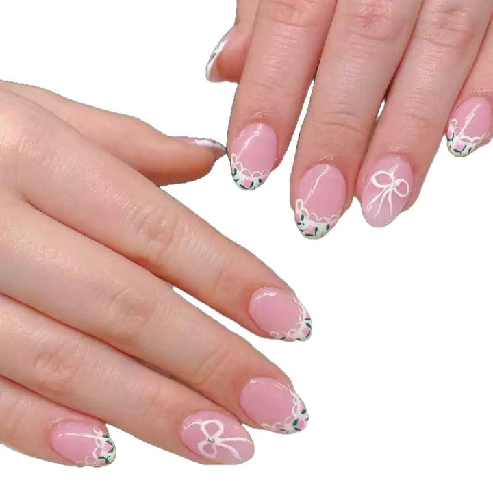Artificial Nail Set with Elegant Bow Design Stornfield