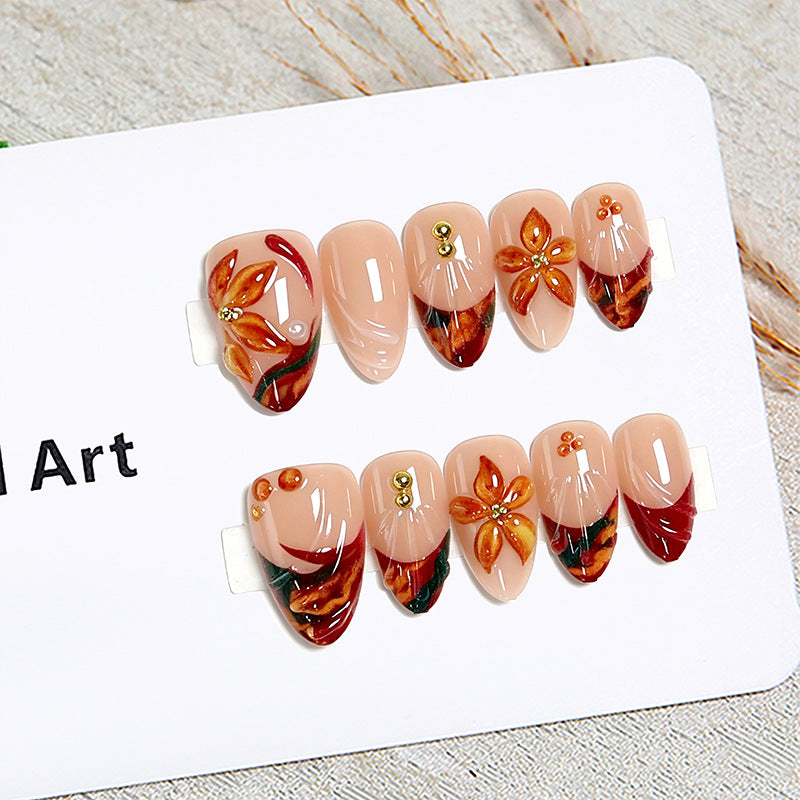 Artistic Nail Tips with Floral Details Stornfield