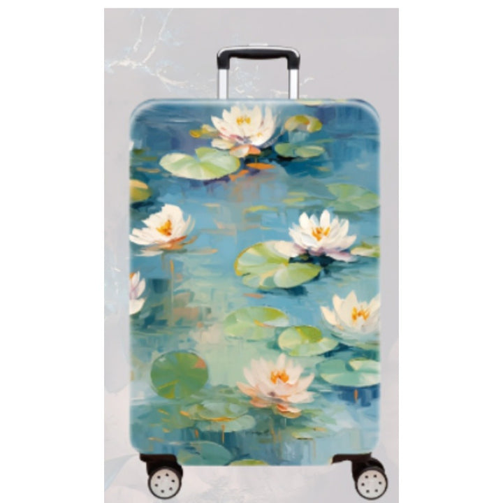 Women's Hard Shell Travel Suitcase with Elegant Lotus Design Stornfield