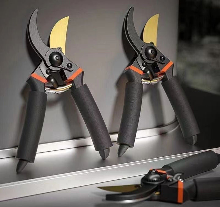 Ergonomic curved bypass pruning shears with non-slip foam grips Stornfield