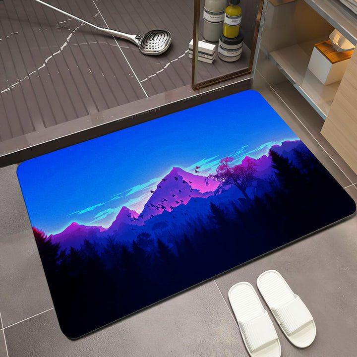 Scenic Mountain Landscape Bath Mat Stornfield