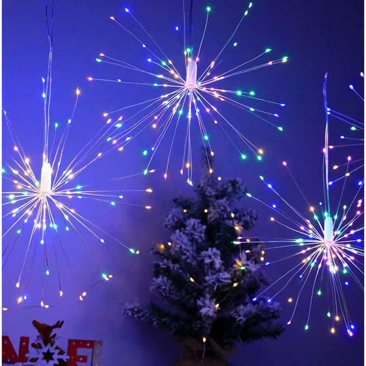 LED Starburst Hanging Pendant Light Decoration With Fiber-Optic Spokes Stornfield