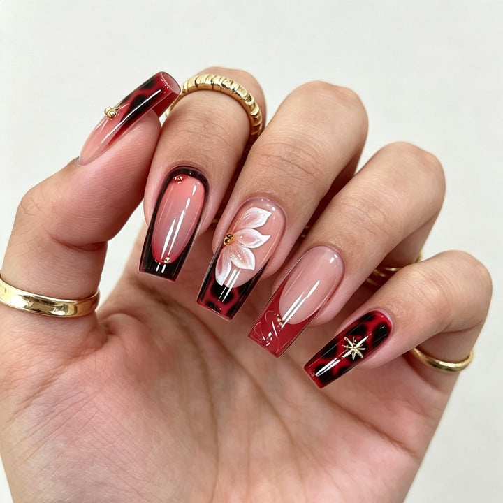 Artistic Floral Press-On Nail Set Stornfield
