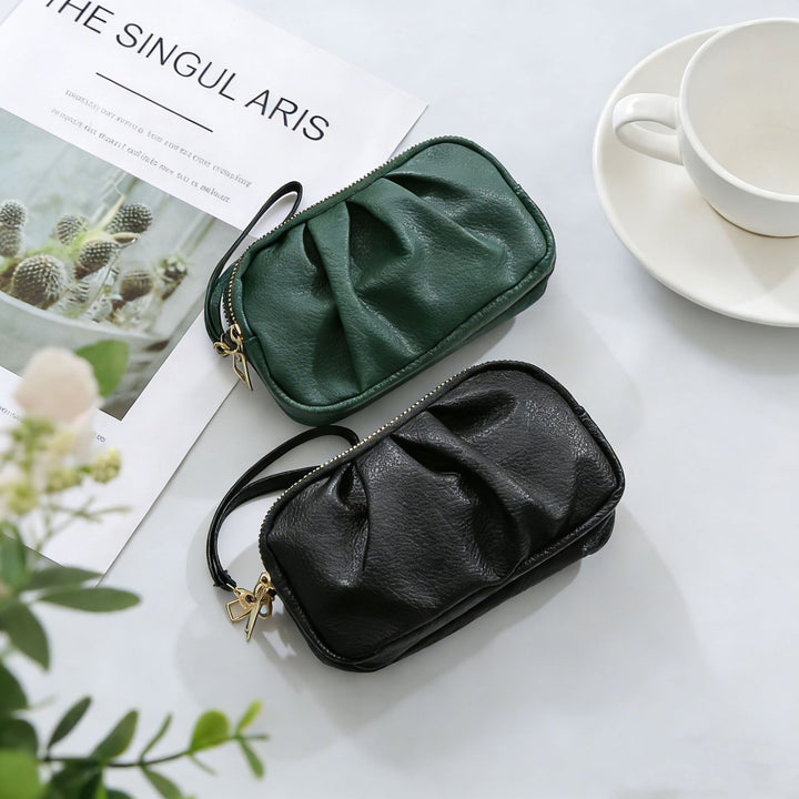 Textured Leather Zip Clutch Wallet Stornfield