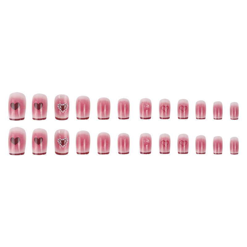 Elegant Heart-Embellished Press-On Nails Stornfield