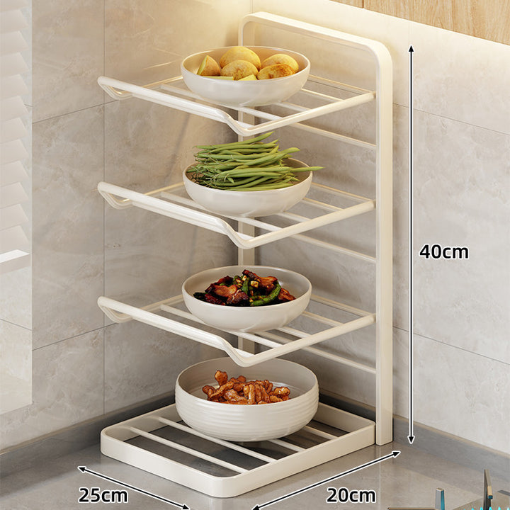 Multi-Tier Vertical Countertop Bowl and Plate Drying Rack with Slanted Wire Shelves