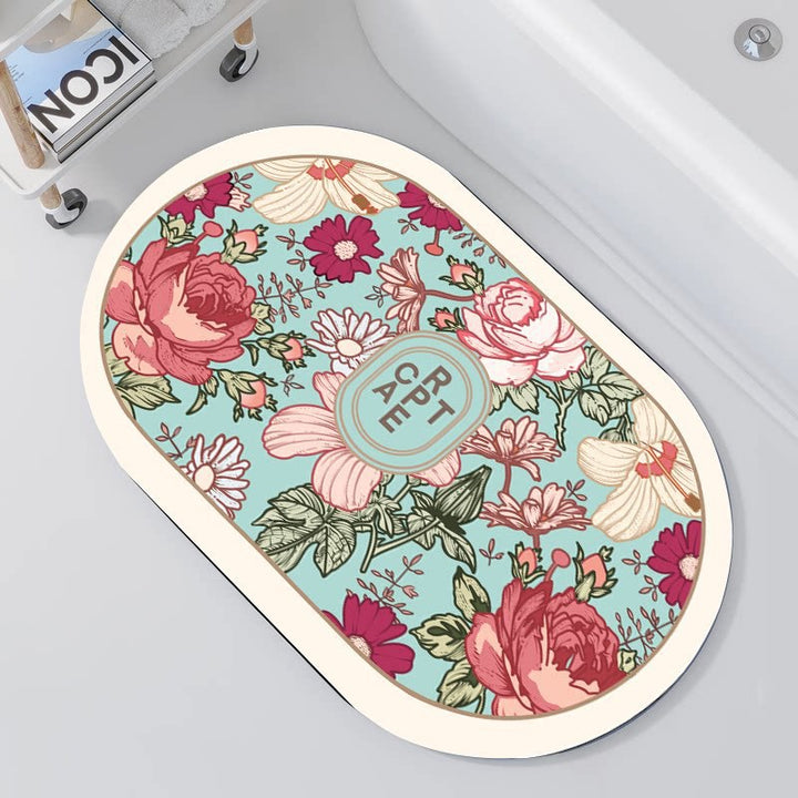 Floral Embellished Memory Foam Bath Mat