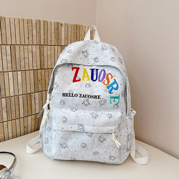 Stylish Star-Embellished Corduroy Backpack Stornfield