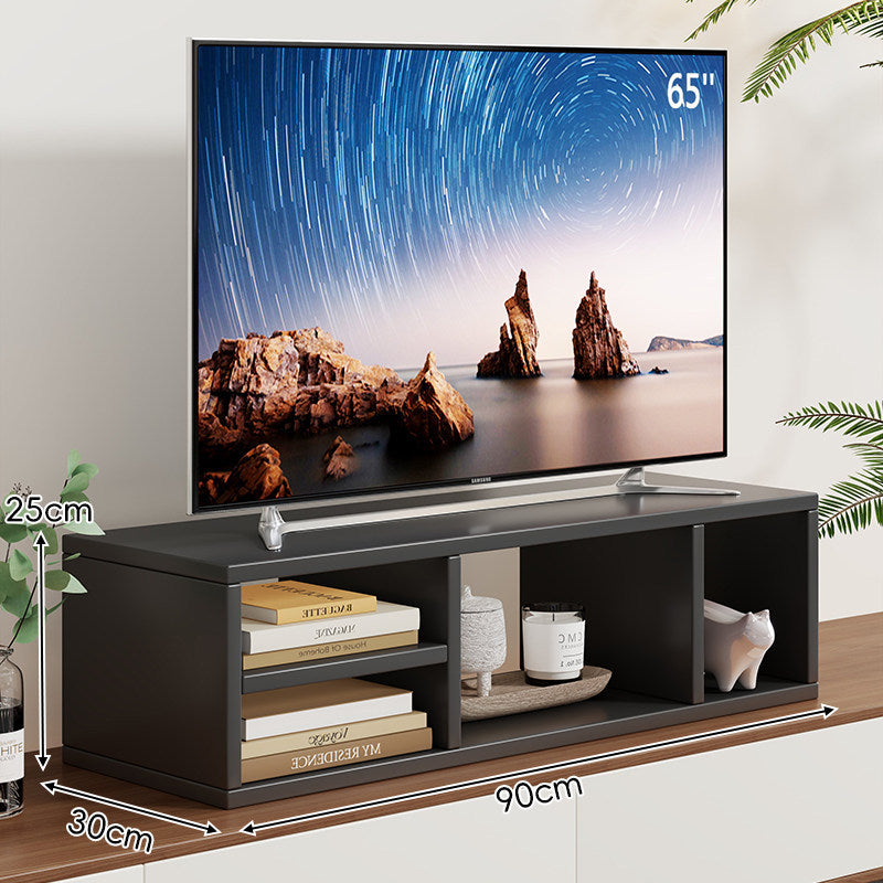 Low-Profile TV Stand Riser with Dual Open Storage Compartments