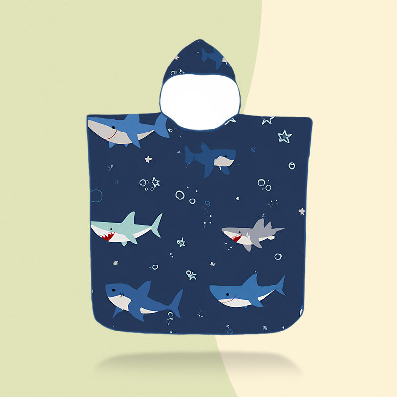 colorful hooded poncho with robot motif Stornfield