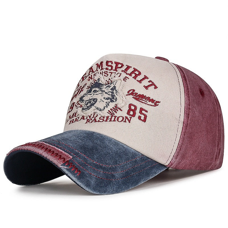 Men's Vintage-Inspired Embroidered Wolf Cap Stornfield