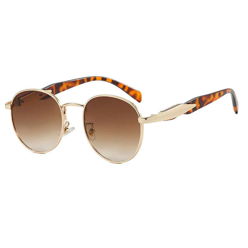 Women's round sunglasses with elegant, golden frame and UV protection Stornfield