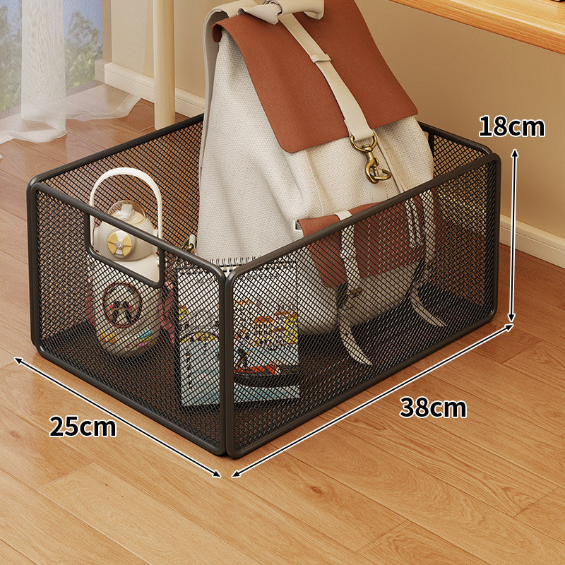 Rolling Mesh Under-Desk Storage Basket with Locking Casters and Ventilated Metal Sides