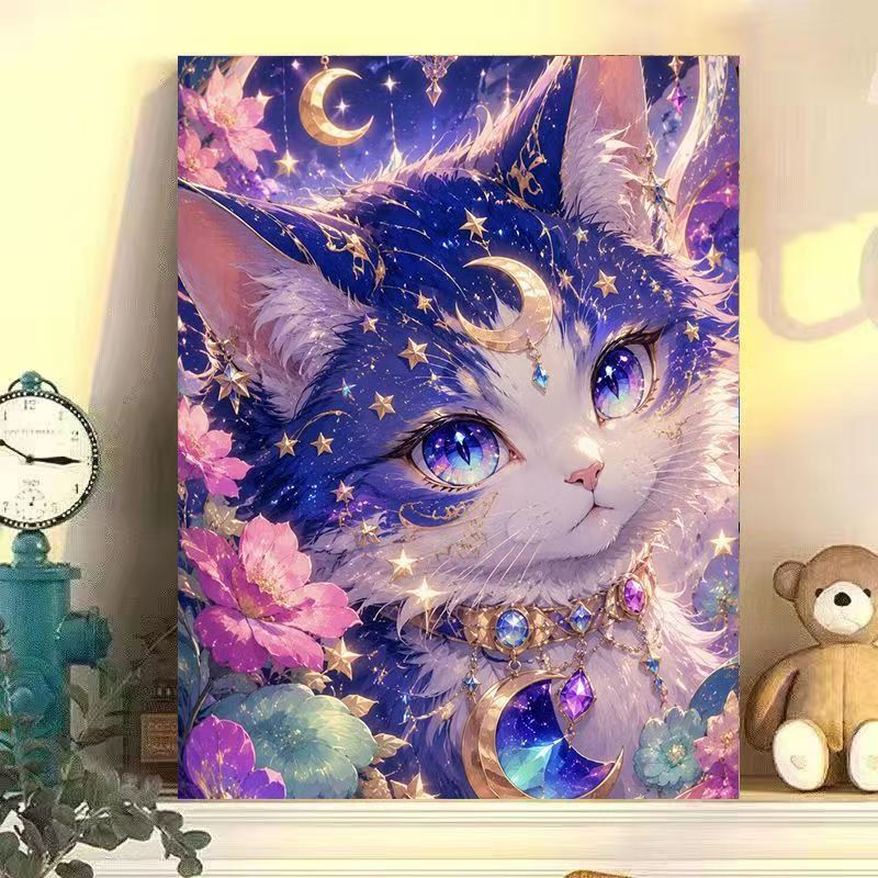 Cosmic Cat Illustration Wall Art Stornfield