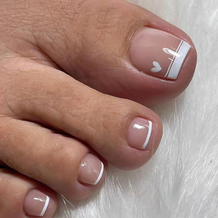 Heart-Inspired Press-On Toe Nail Set