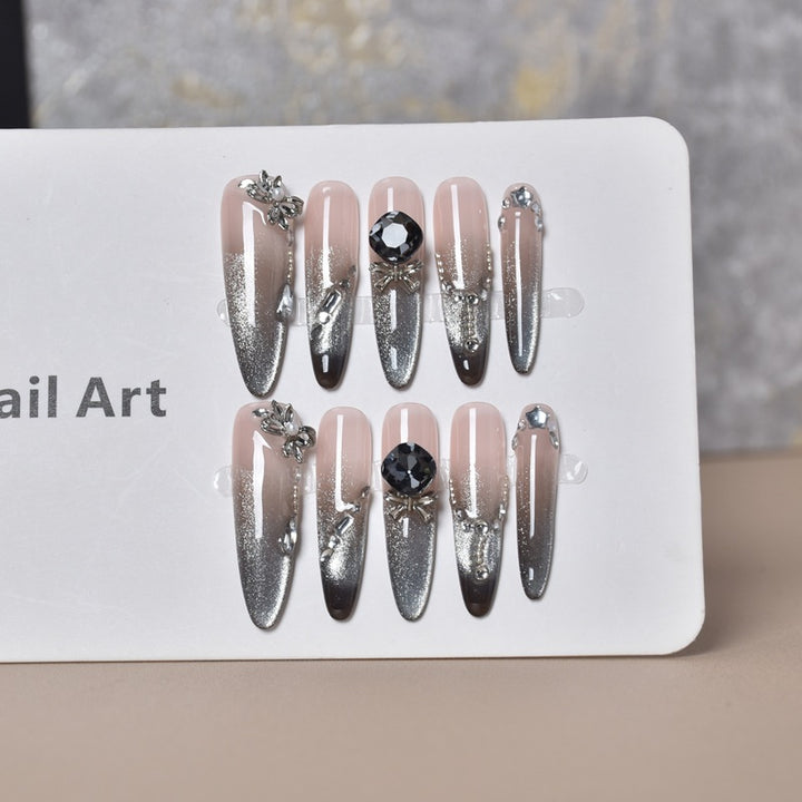 Artistic Crystal-Embellished Stiletto Nail Extensions Stornfield