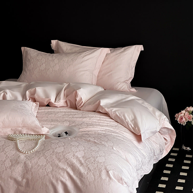 Elegant Jacquard-Texture Reversible Duvet Cover Set with Matching Pillow Shams