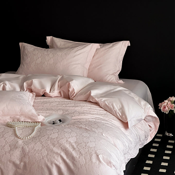 Elegant Jacquard-Texture Reversible Duvet Cover Set with Matching Pillow Shams