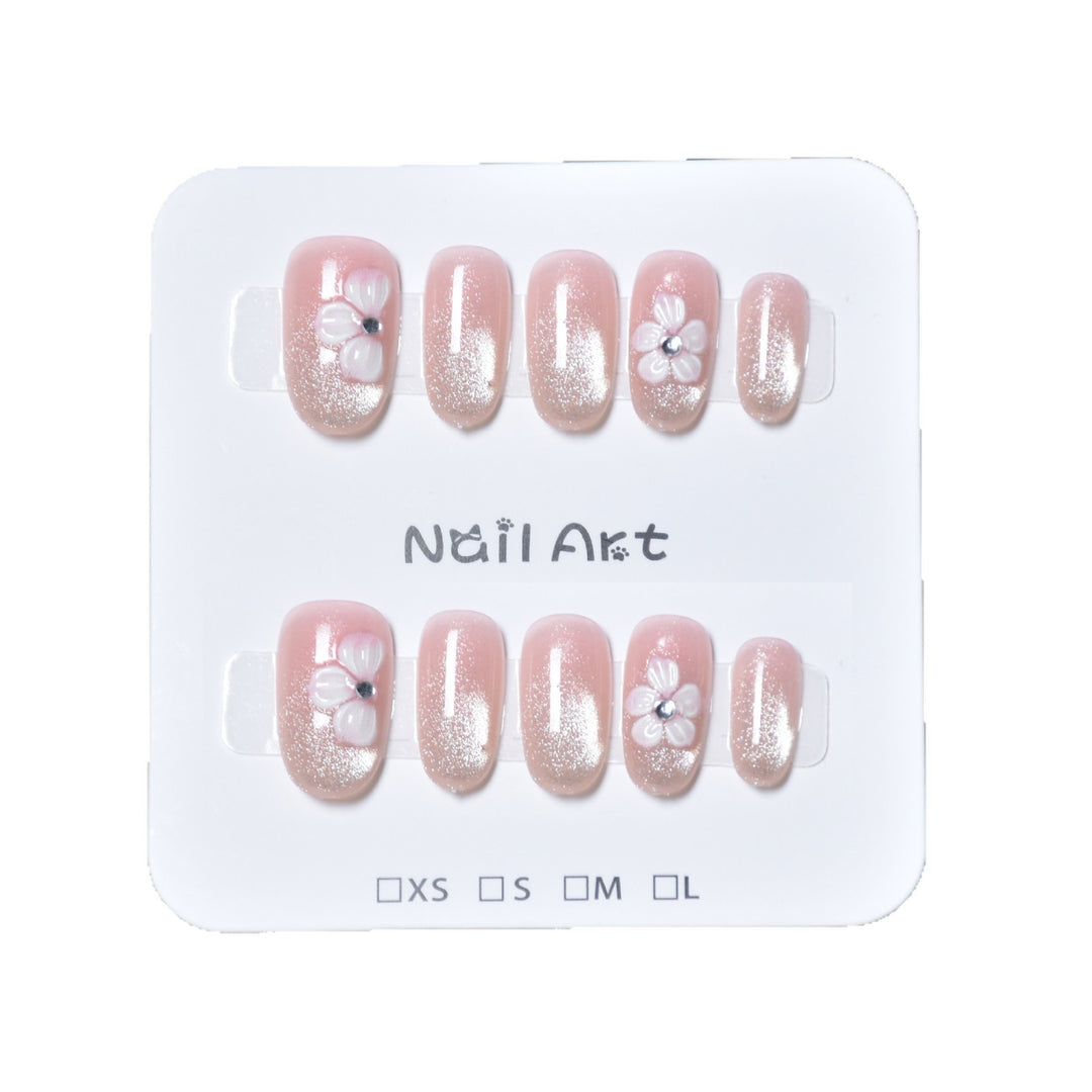 Decorative Press-On Nail Extensions with Floral Design Stornfield