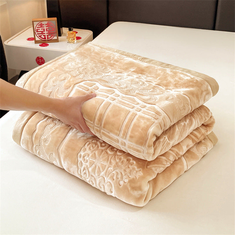 Cozy microfiber quilted blanket with floral relief embossing