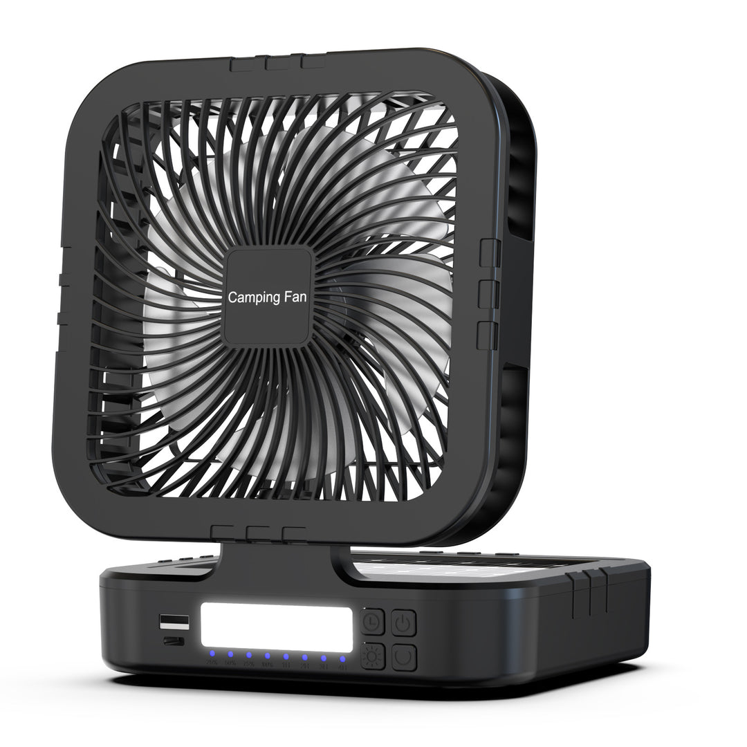 Portable Battery-Operated Camping Fan with LED Light Stornfield
