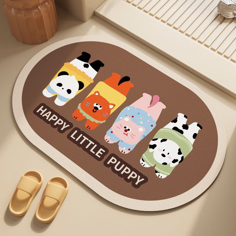 Playful Puppy-Themed Bath Rug