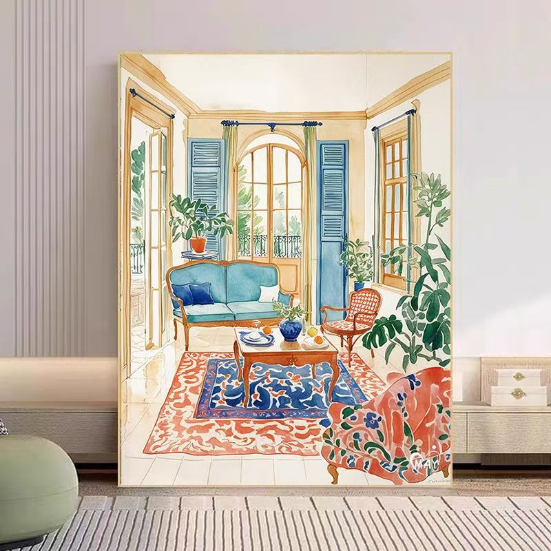 Cozy Living Room Watercolor Art Print Stornfield