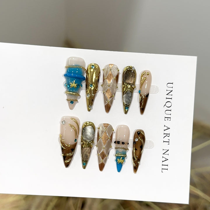 Artistic Long-Stiletto Press-On Nail Set