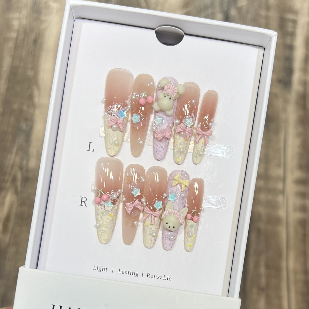 Themed Decorative Press-On Nails with 3D Accents Stornfield