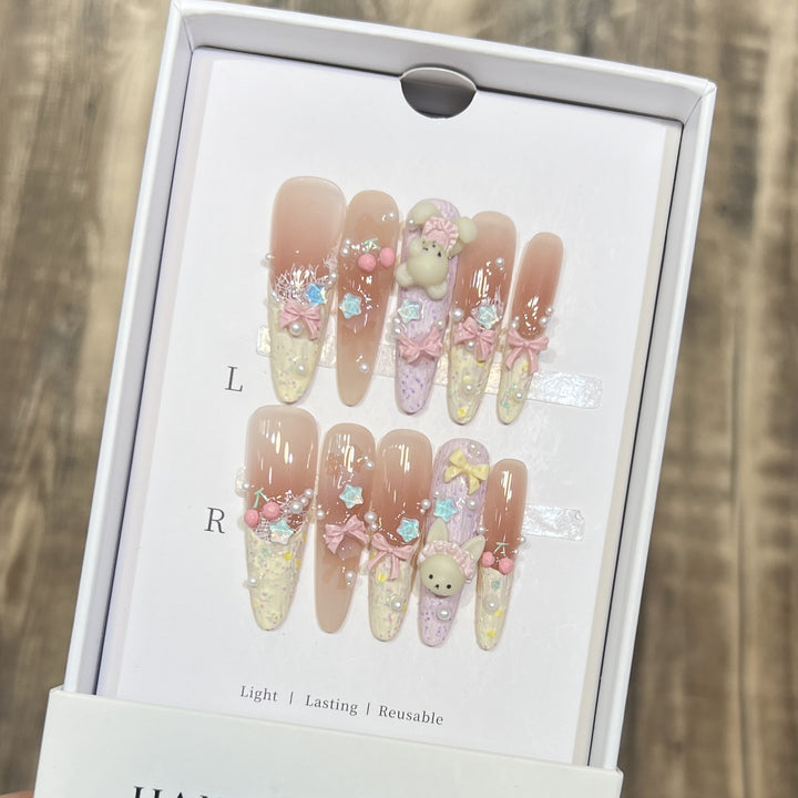 Themed Decorative Press-On Nails with 3D Accents Stornfield