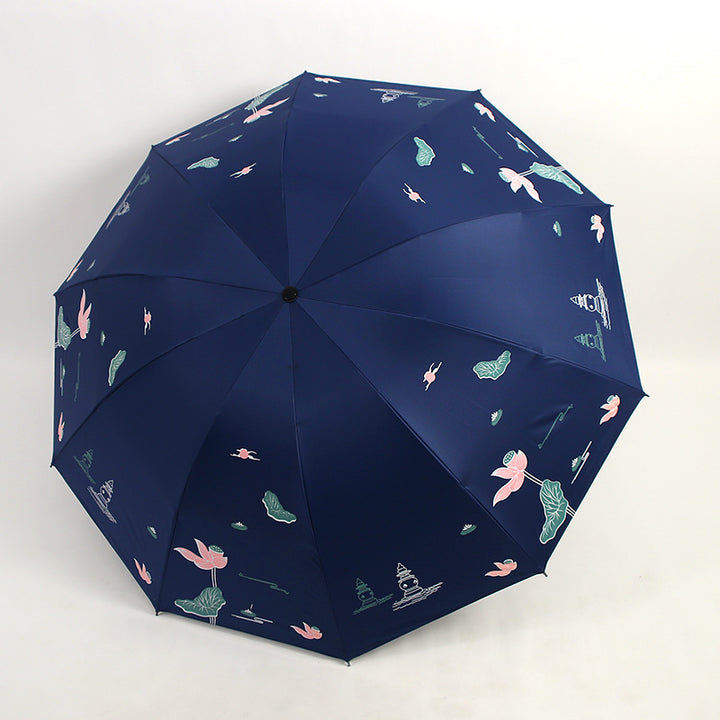 Women Folding Umbrella with Floral Accents Stornfield