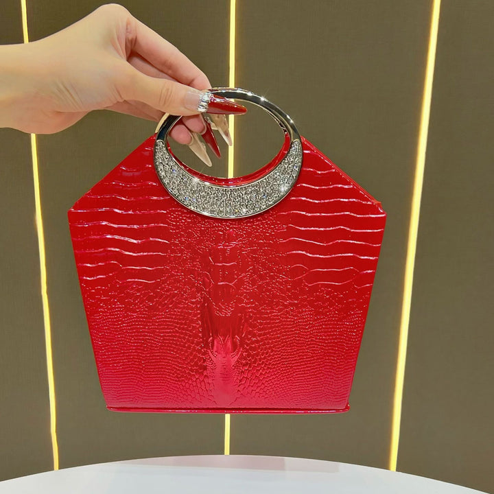Crocodile-Effect Evening Handbag