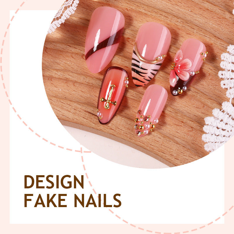 Creative nail art set with floral and glamorous accents Stornfield