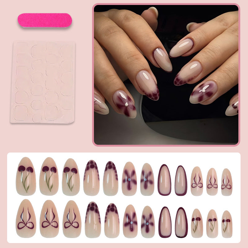 Artificial nail set with modern floral marbled designs Stornfield