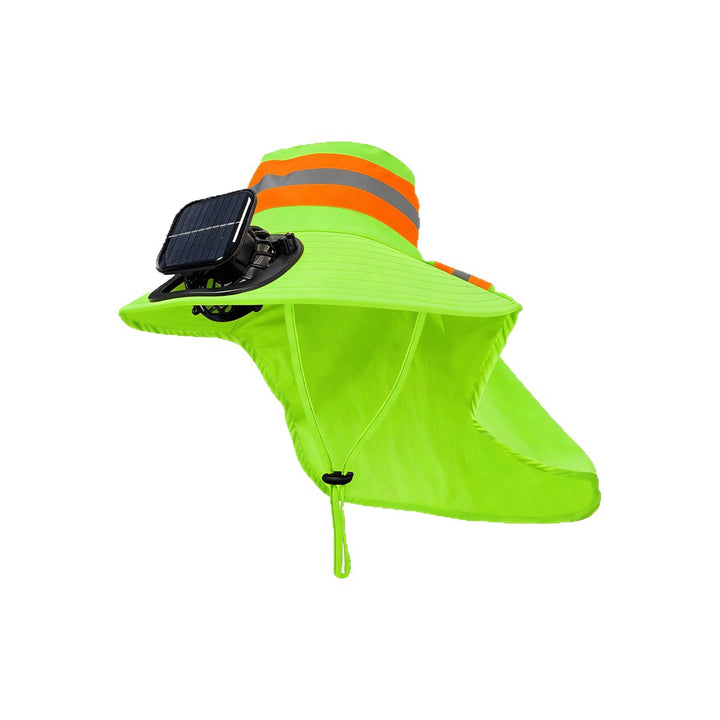 High-Visibility UV Sun Hat with Detachable Neck Flap, Solar-Powered Cooling Fan and Reflective Safety Strips Stornfield