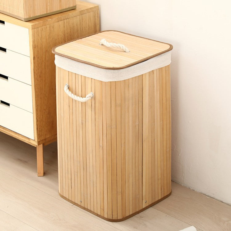 Elegant Laundry Basket Made of Bamboo with Practical Lid Stornfield