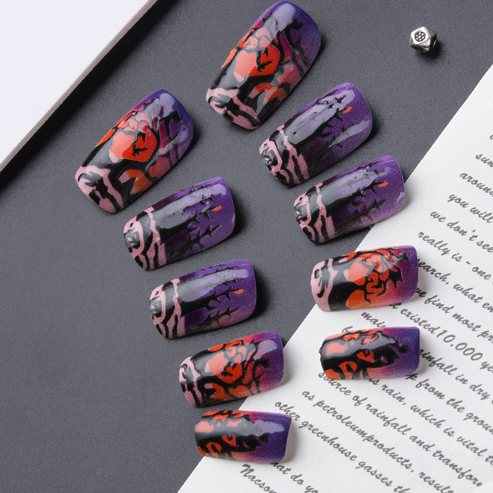Spooky Night-Themed Gel Nail Art Stornfield